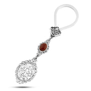 ميدالية "فالله خير حافظًا بعقيق أحمر طبيعي" فضة عيار 800