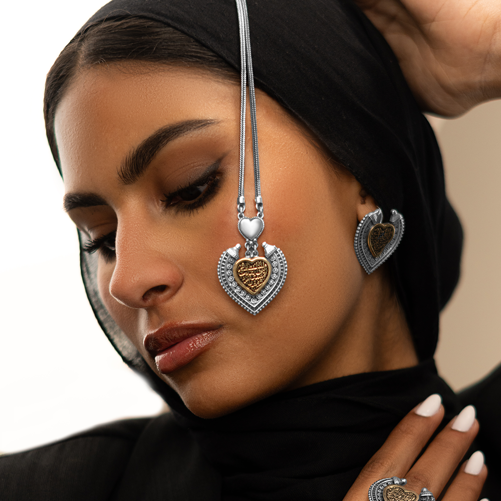 Necklace "You have a place and a home in the heart", made of 925 sterling silver, Arabic style.