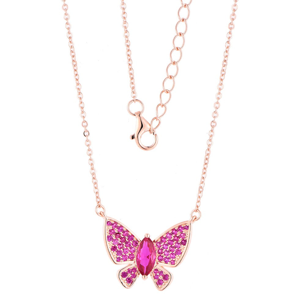 Zircon Butterfly 925 Silver Necklace