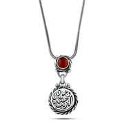 925 Silver Women Necklace, Crowned with an Agate Stone, Egyptian Handmade