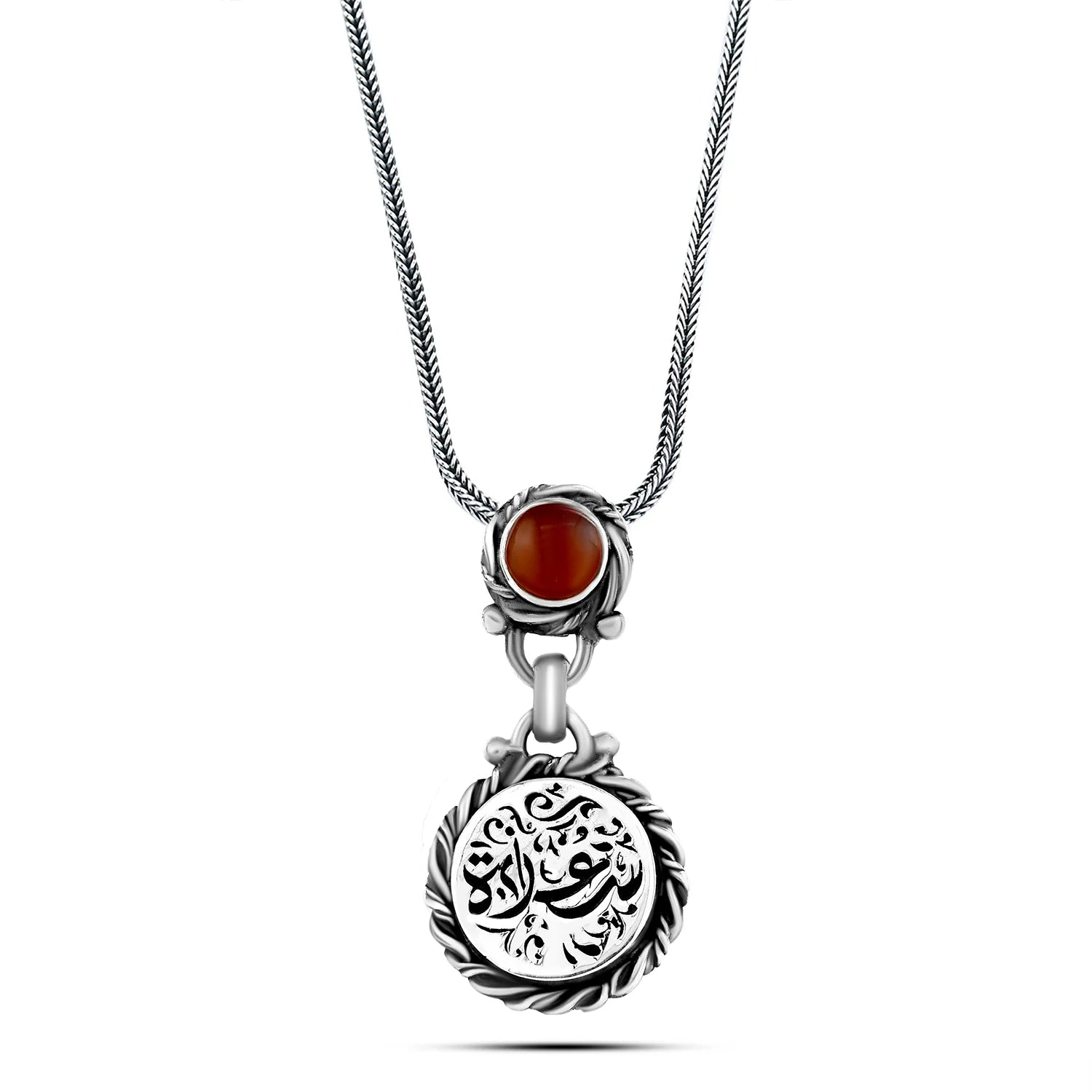 925 Silver Women Necklace, Crowned with a Mother of Pearl Stone, Egyptian Handmade