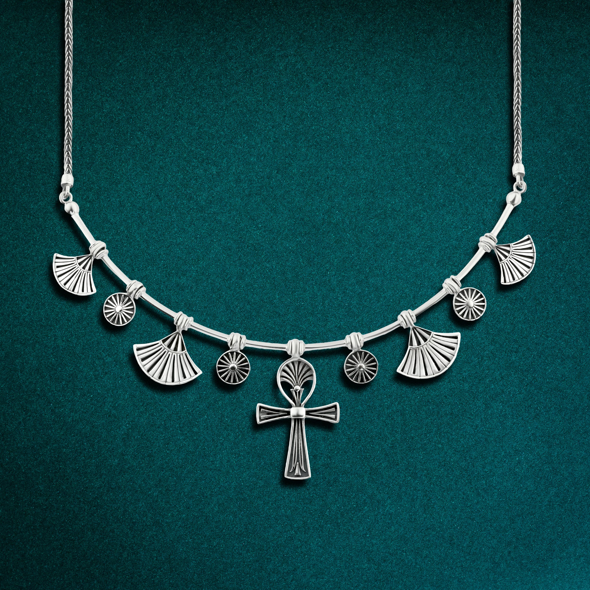 عقد العنخ المصري (مفتاح الحياة ) بتصميم تراثي فضة 925