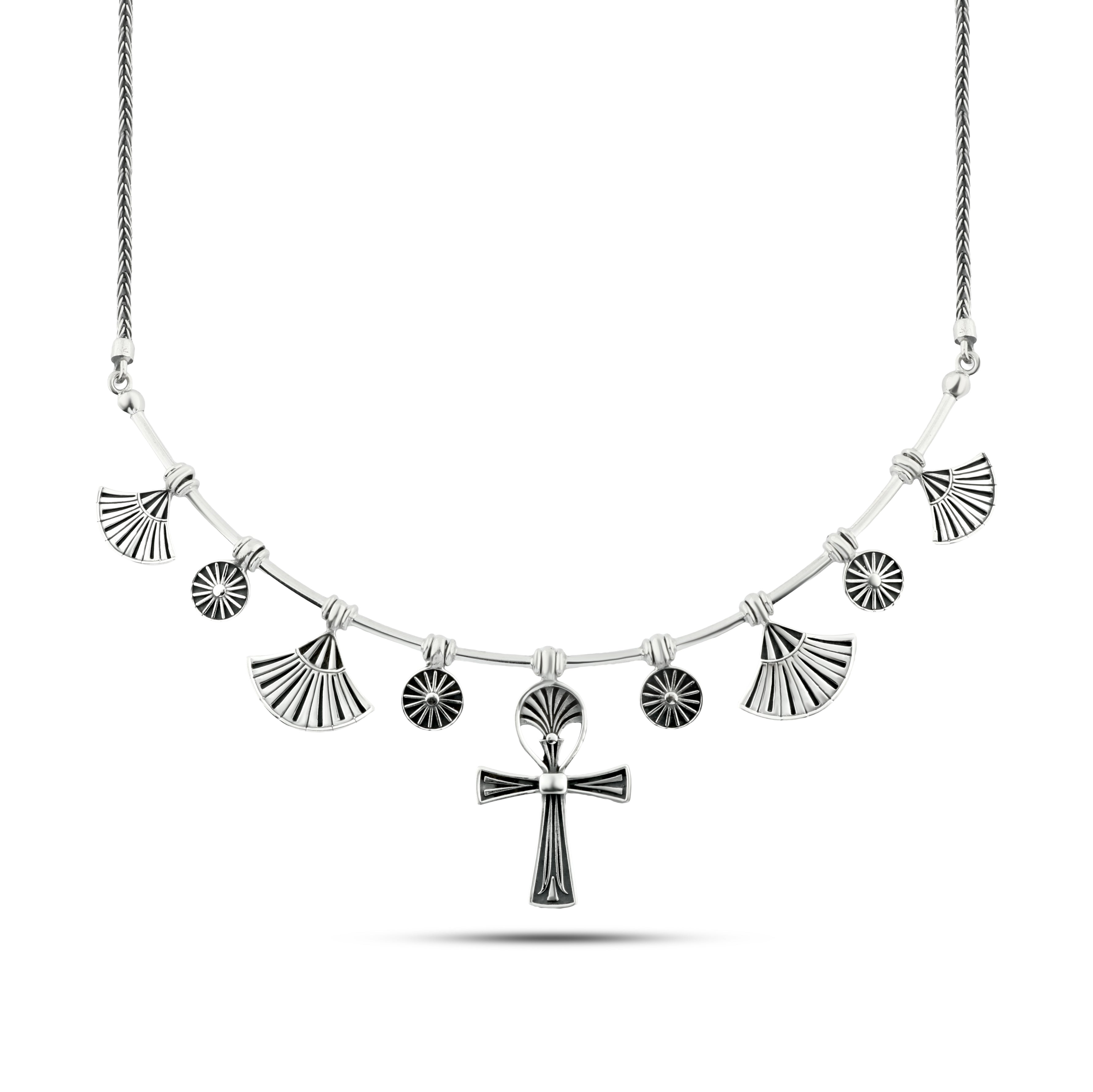 عقد العنخ المصري (مفتاح الحياة ) بتصميم تراثي فضة 925