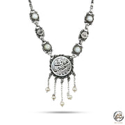 MNP002-1 - Women's Egyptian 925 sterling silver necklace crowned with pearl stones (For Allah is the best of guardians) (Happiness)