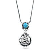 925 Silver Women Necklace, Crowned with a Turquoise Stone, Egyptian Handmade