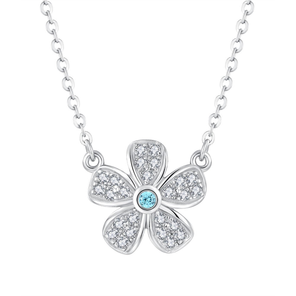 Zircon Flower 925 Silver Necklace