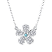 Zircon Flower 925 Silver Necklace