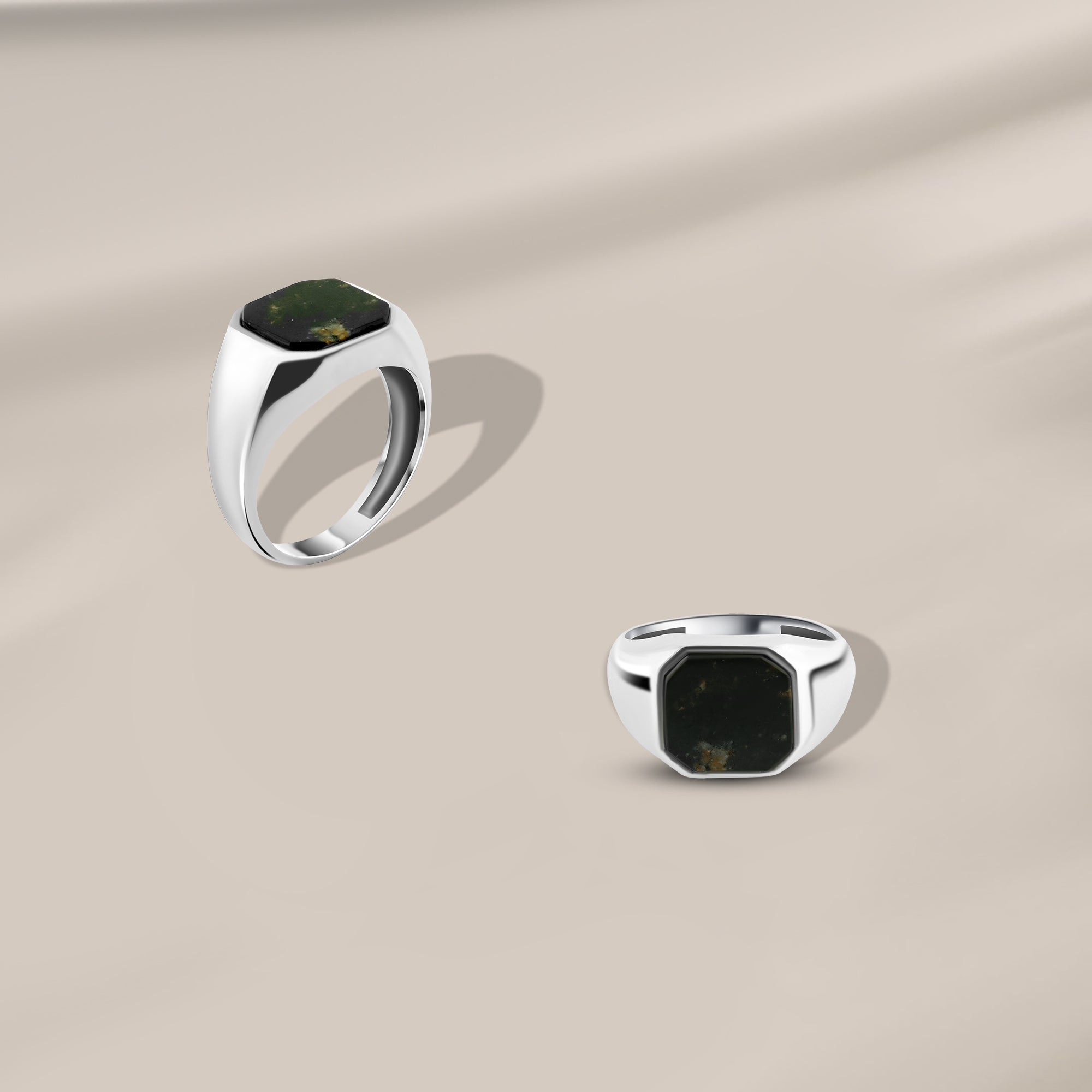 خاتم فضة عيار 925 رجالي أنيق بحجر أونكس طبيعي