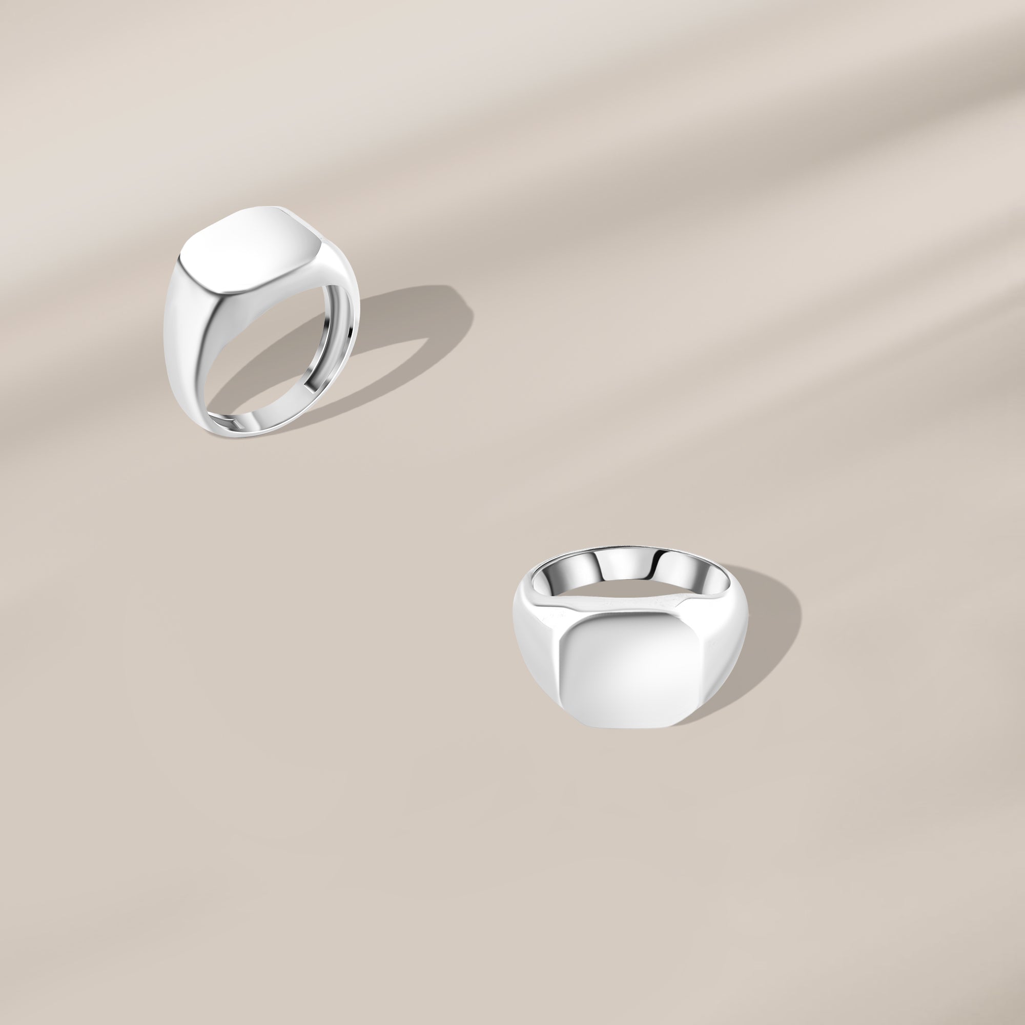 خاتم رجالي فضة عيار 925 سادة بواجهة مربعة