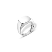 خاتم رجالي فضة عيار 925 سادة بواجهة مربعة