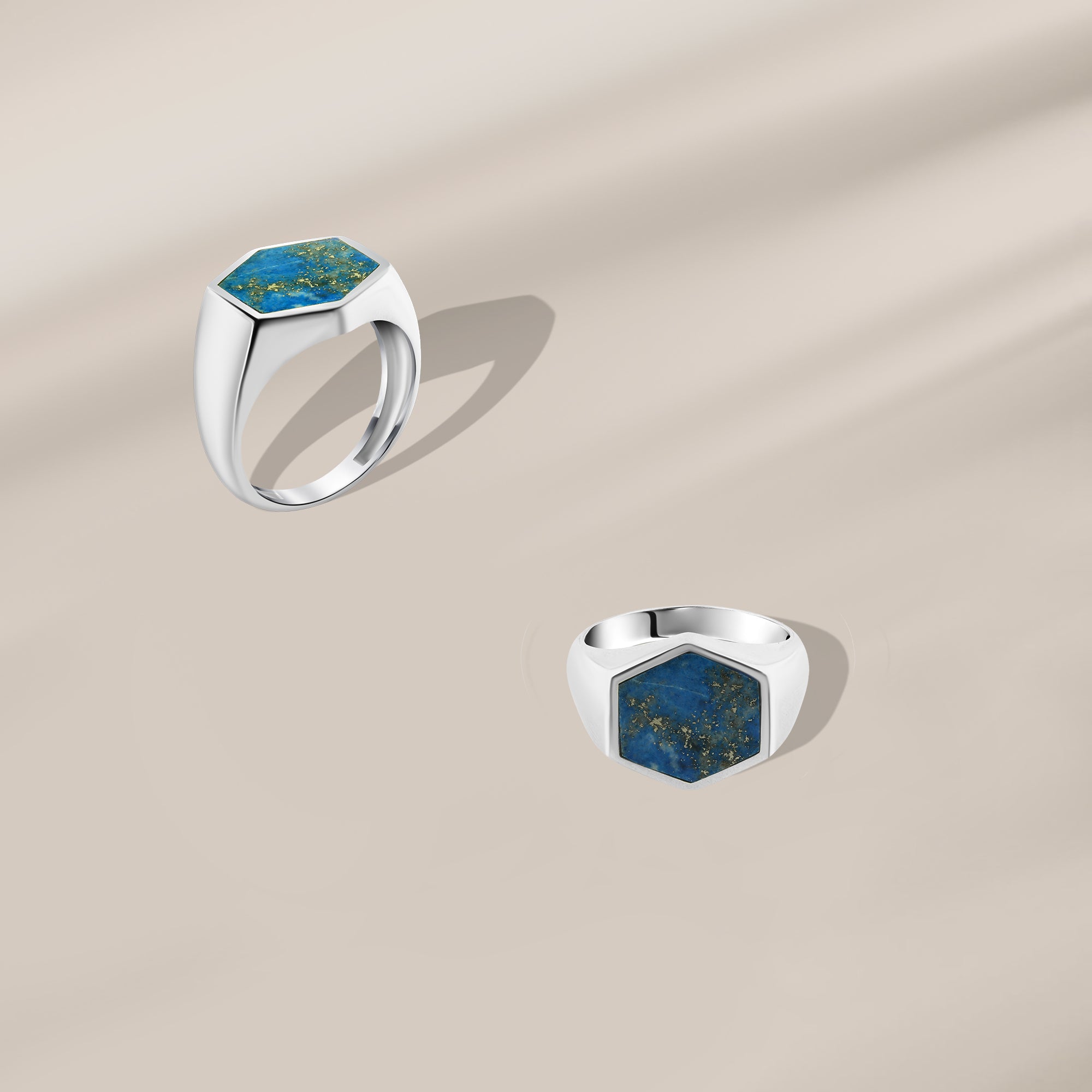 خاتم رجالي فضة عيار 925 بحجر لابيس لازورد