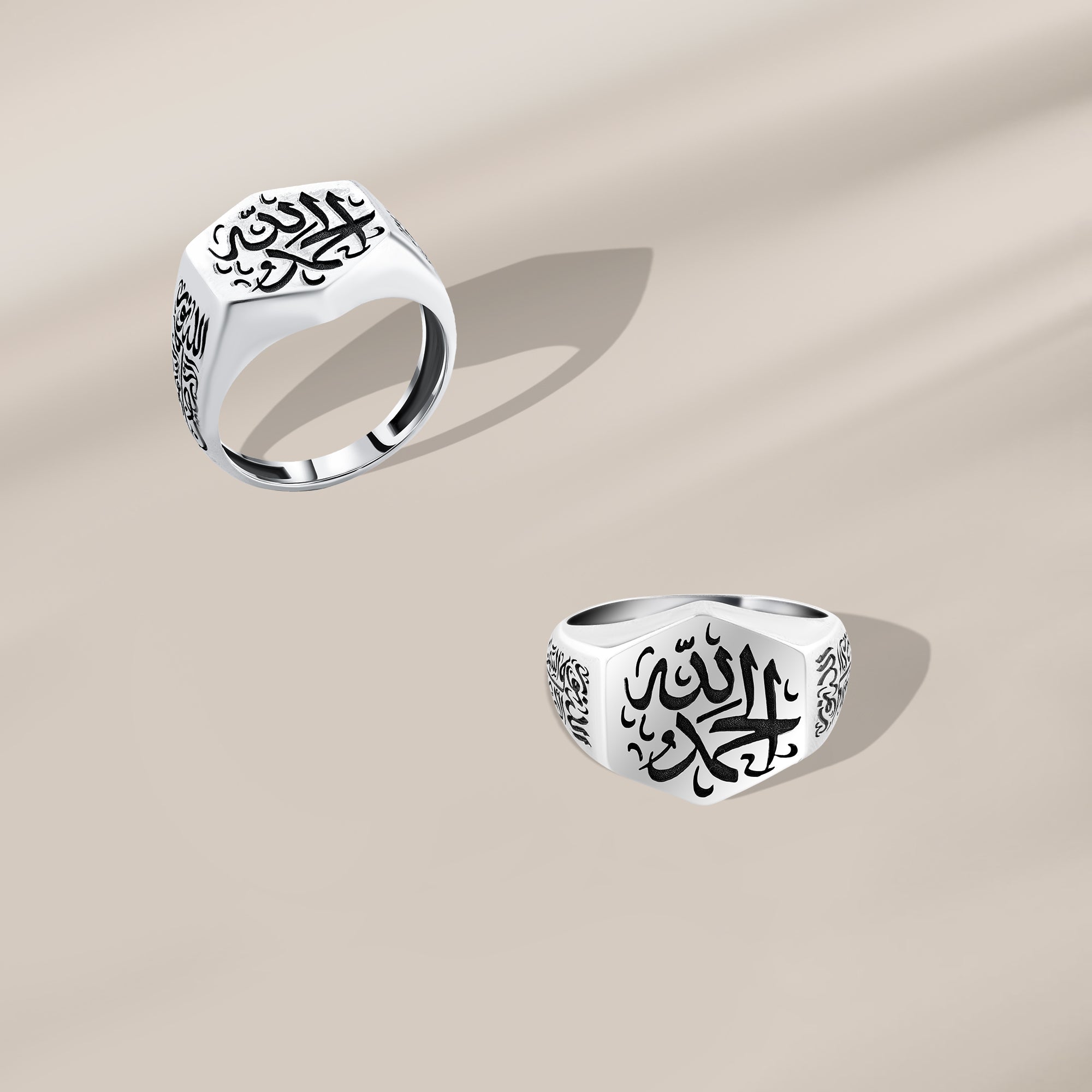 خاتم رجالي فضة عيار 925 بنقش الحمدلله