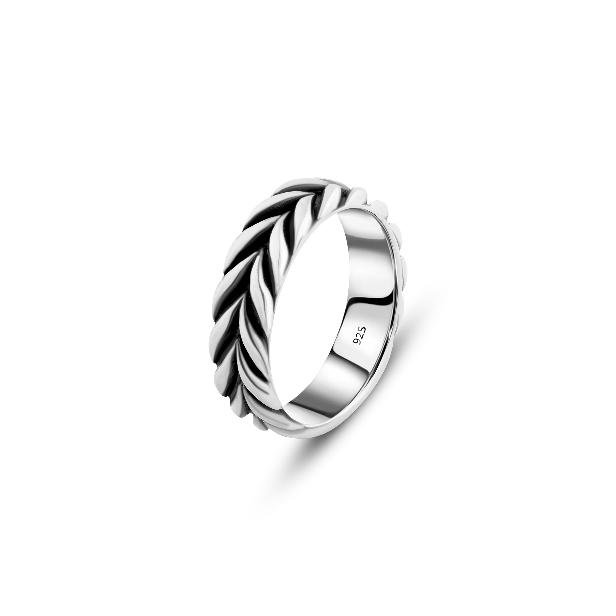 خاتم رجالي فضة عيار 925 بتصميم مجدول أنيق