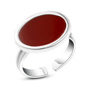 Elegant Women's 925 Silver Ring Adorned with Red Agate Stone