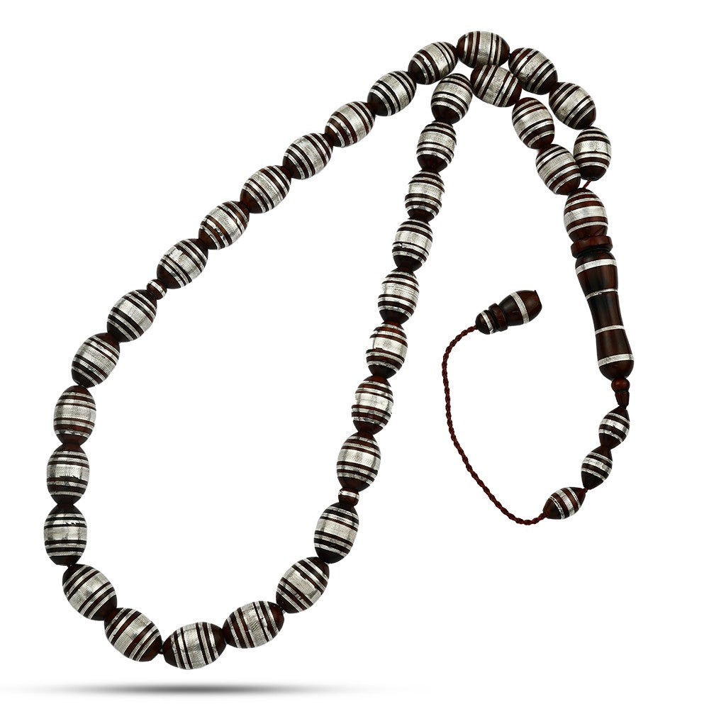 Rosary made of fine coke inlaid with silver, 33 beads