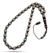 Coke Wood Rosary inlaid with Silver , 33 Beads
