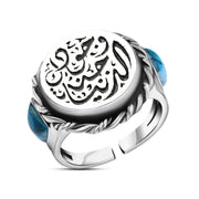 MRT02-2- Egyptian women's 925 sterling silver ring crowned with turquoise stone, handmade (Your presence is a paradise on earth)