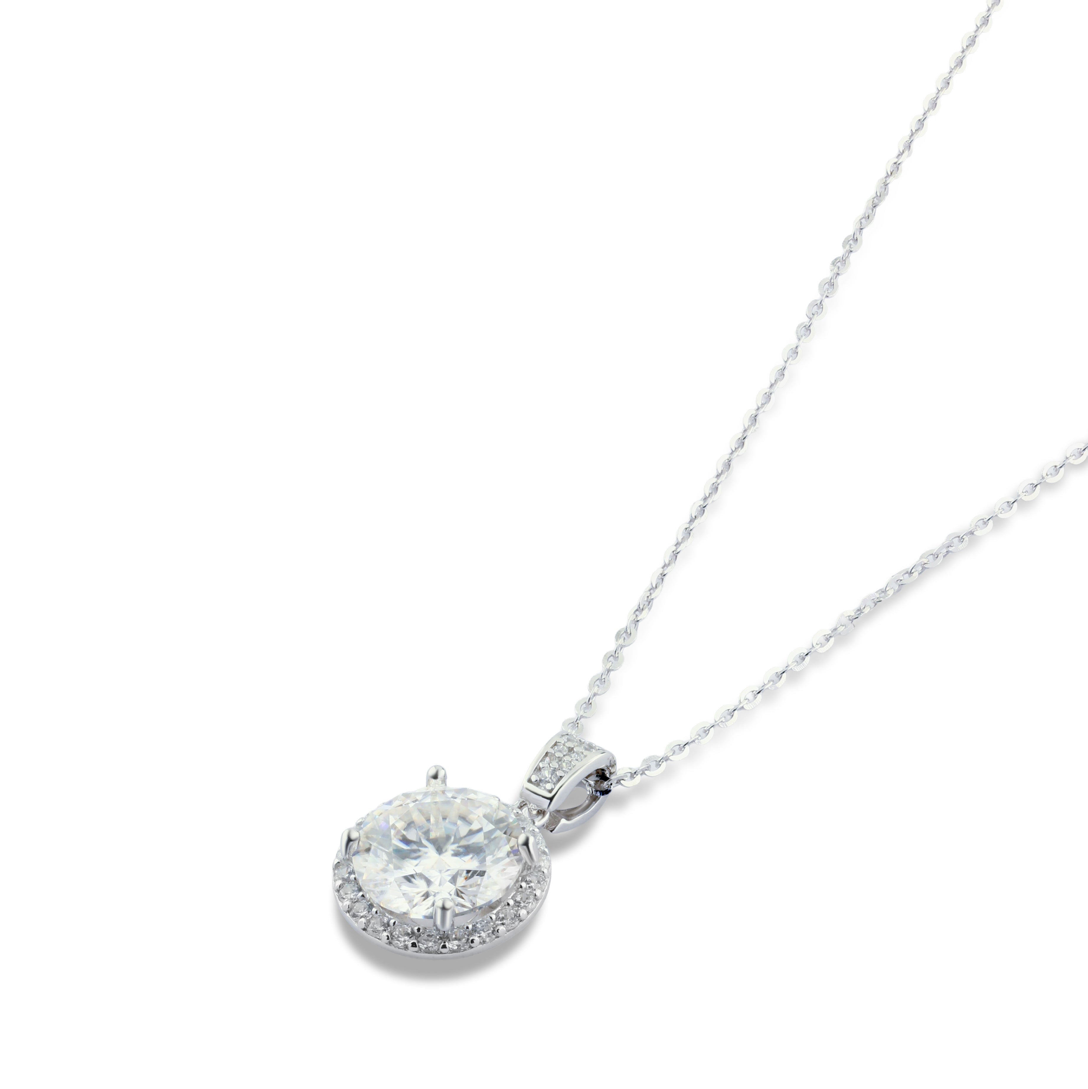 عقد أنيق بحجر دائري لامع فضة عيار 925