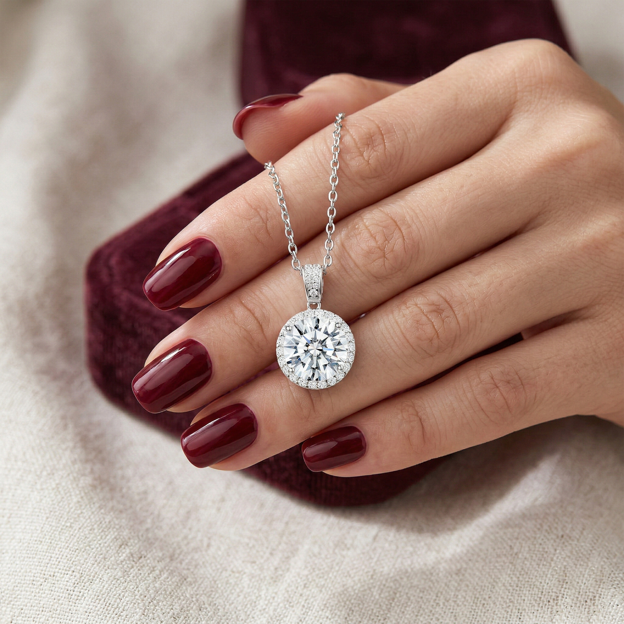 Elegant Necklace with a Shiny Round Stone – 925 Silver