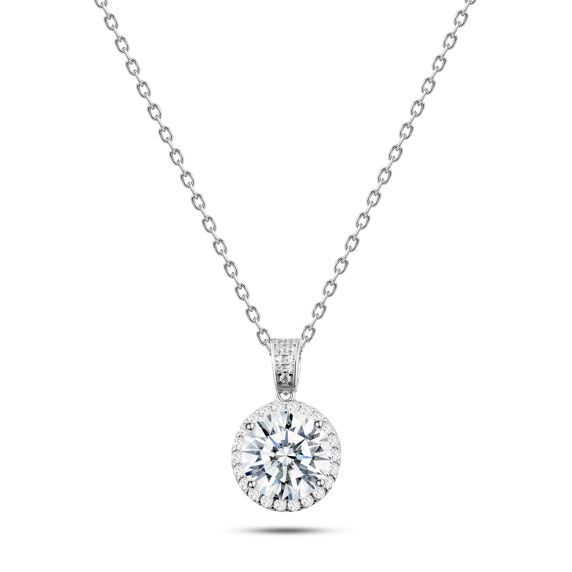 عقد أنيق بحجر دائري لامع فضة عيار 925