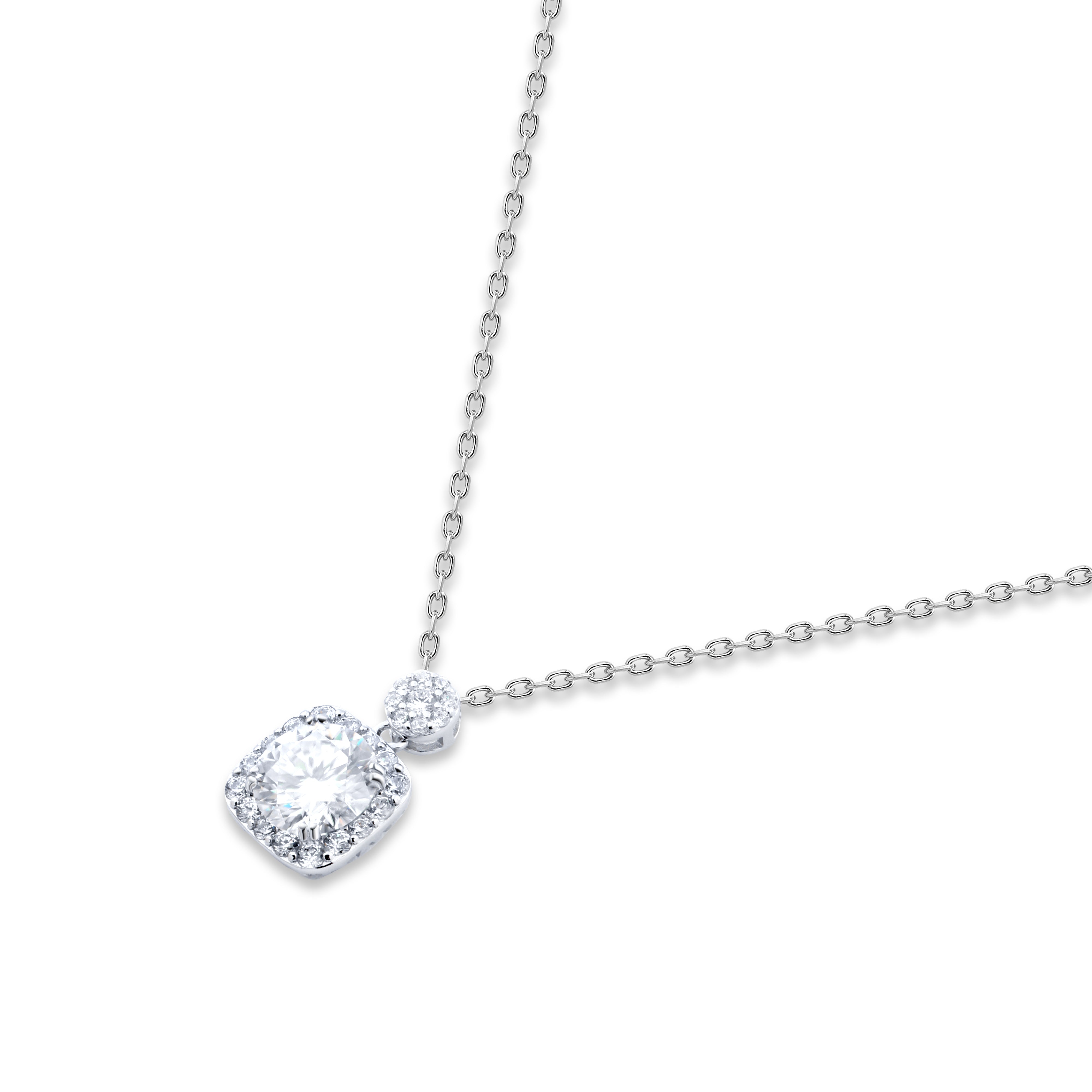 Elegant Sparkling Square Moissanite Necklace – 925 Silver