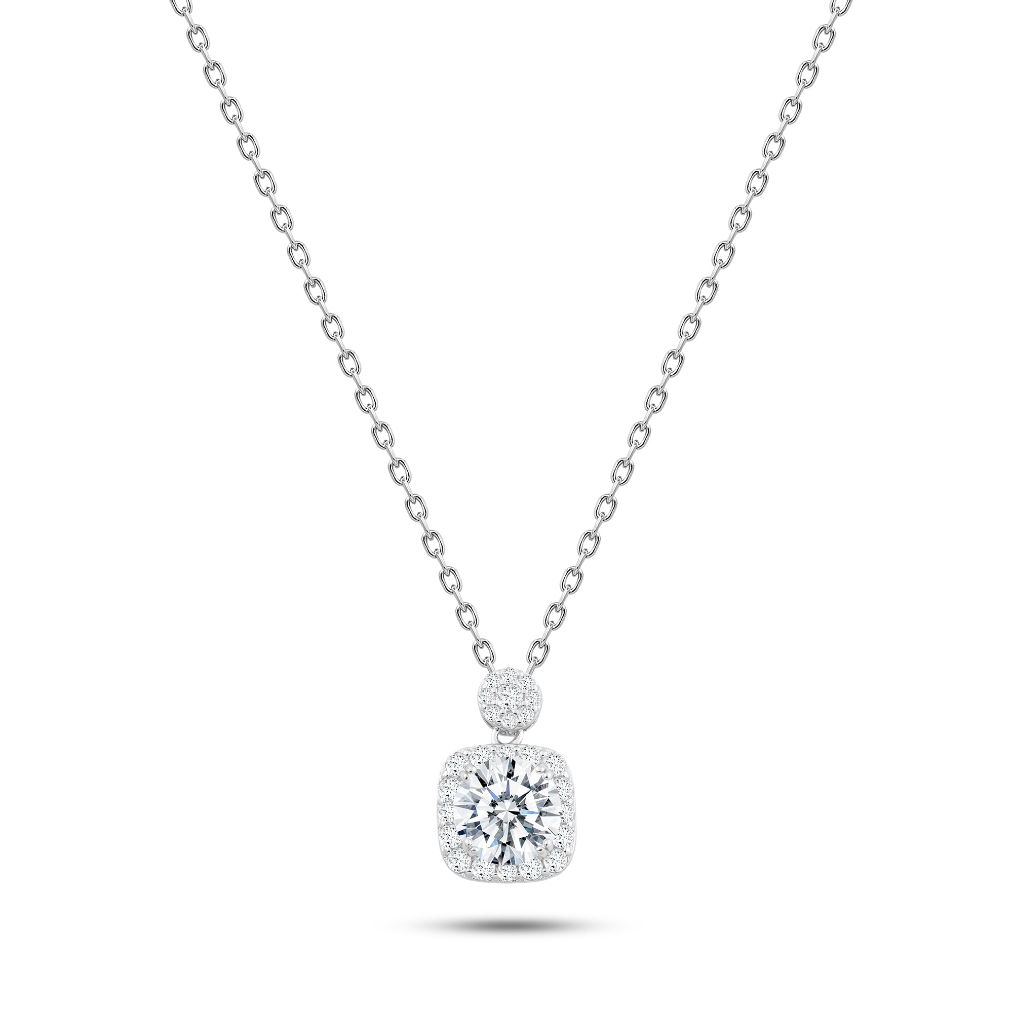 Elegant Sparkling Square Moissanite Necklace – 925 Silver