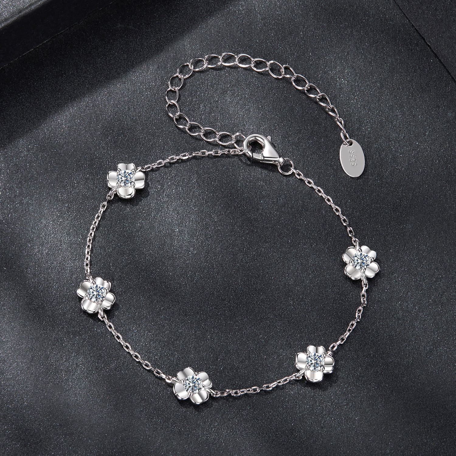 Moissanite Flowers 925 silver Bracelet