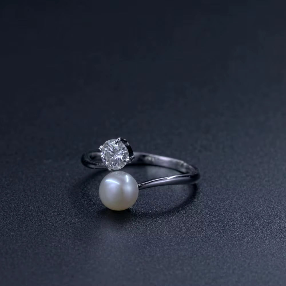 خاتم اللولي والموزانايت فضة عيار 925