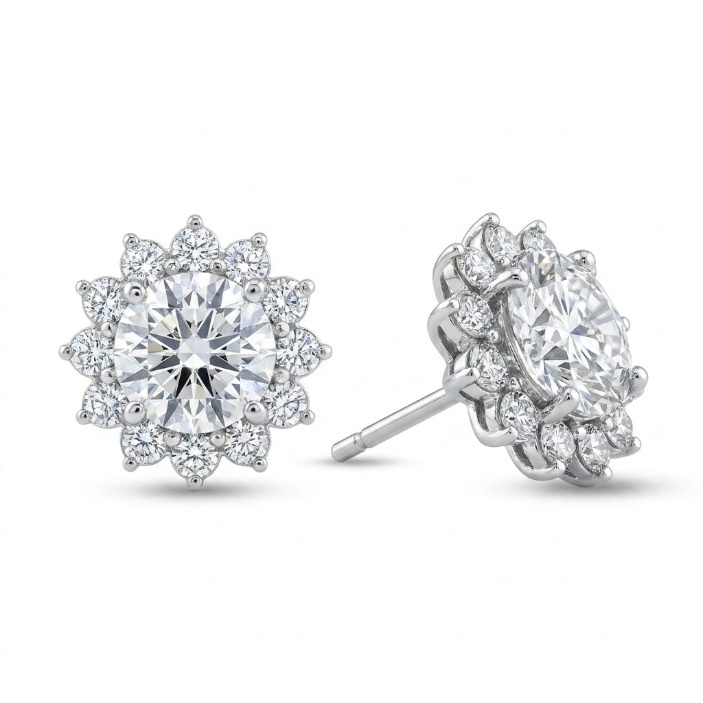 925 Silver Flower Jewelry Set Studded with Zircon