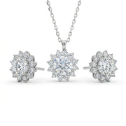 925 Silver Flower Jewelry Set Studded with Zircon