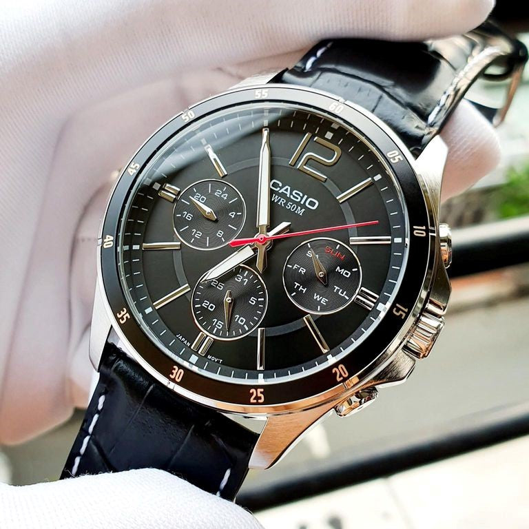 MTP-1374L-1A - Casio Digital Leather Men's Watch