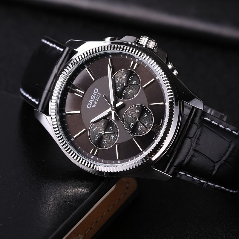 MTP-1375L-1A - Casio Digital Leather Men's Watch