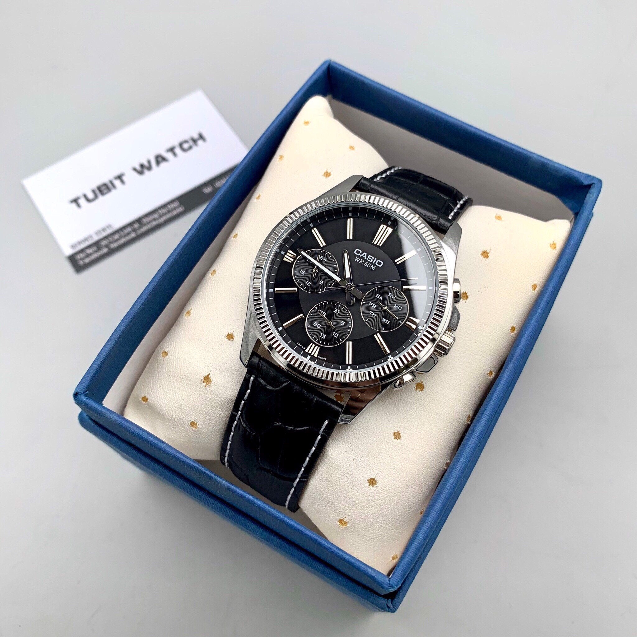 MTP-1375L-1A - Casio Digital Leather Men's Watch