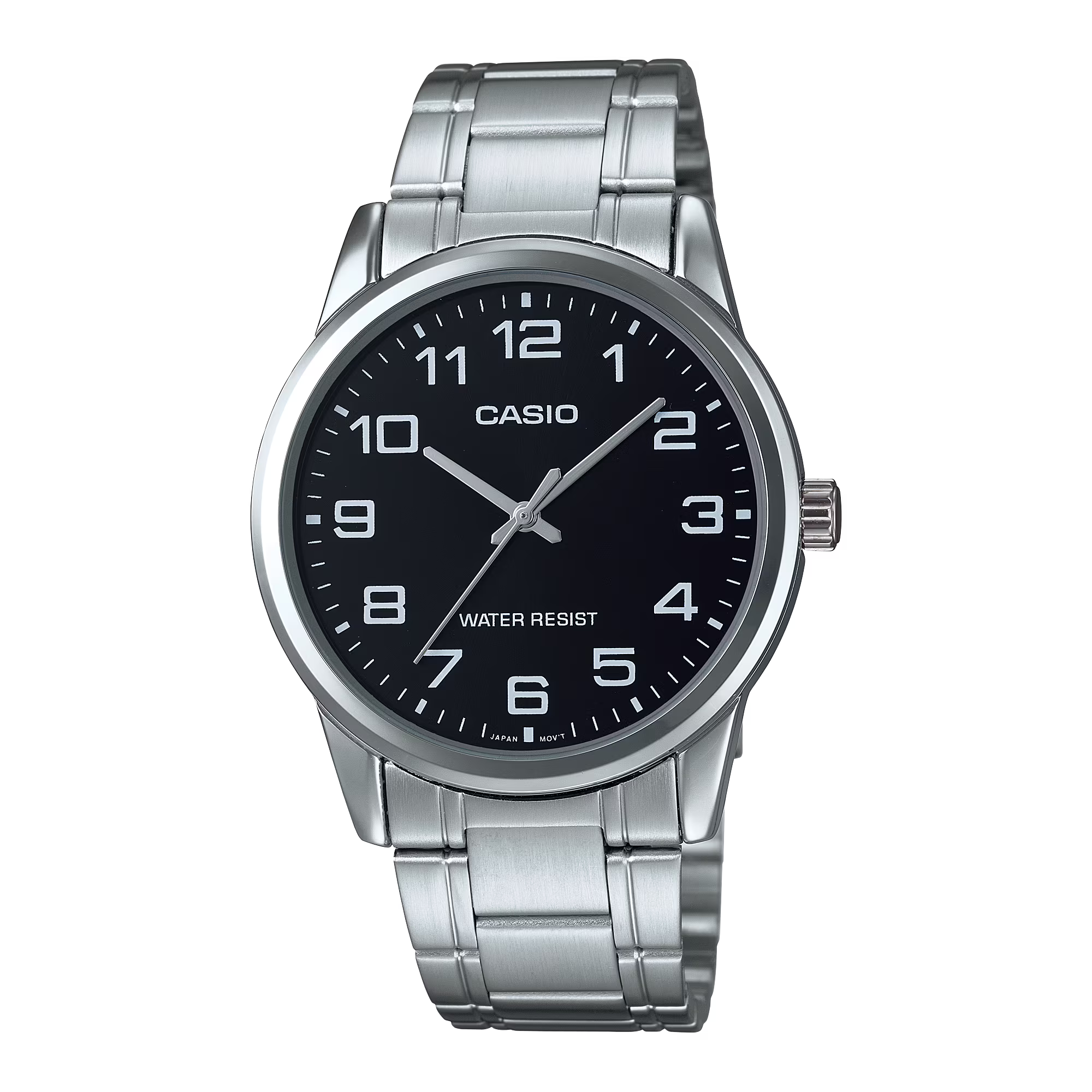 كاسيو ساعة رجالية سوار ستانلس ستيل أنالوج بعقارب قطرها 40 مم – فضي MTP-V001D-1BUDF