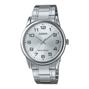 Casio Men's Watch Round, Stainless Steel Strap Analog Wrist Watch, Silver, MTP-V001D-7BUDF