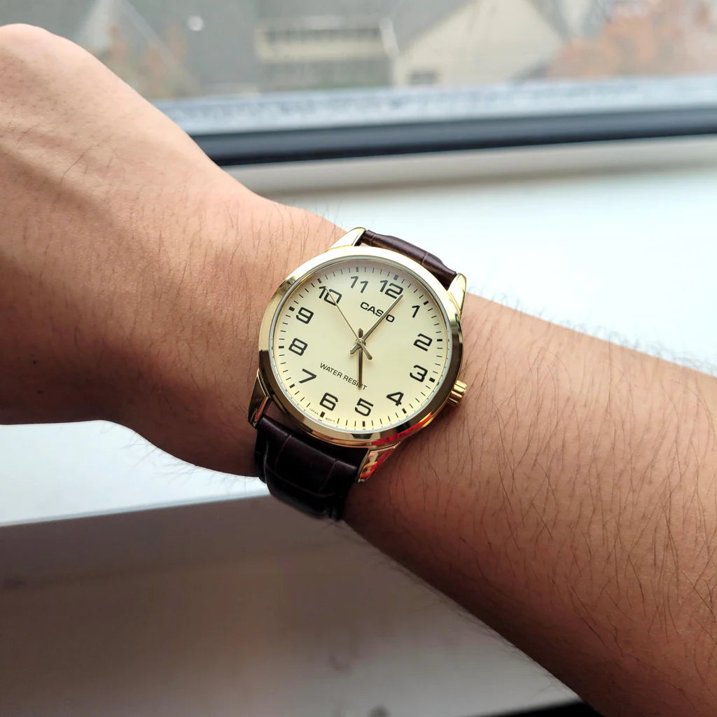 Casio Leather Analog Men's Watch
