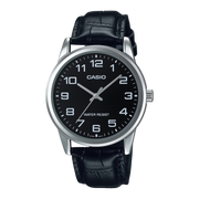 Casio Classic Black Dial Black Leather Strap Men's Watch