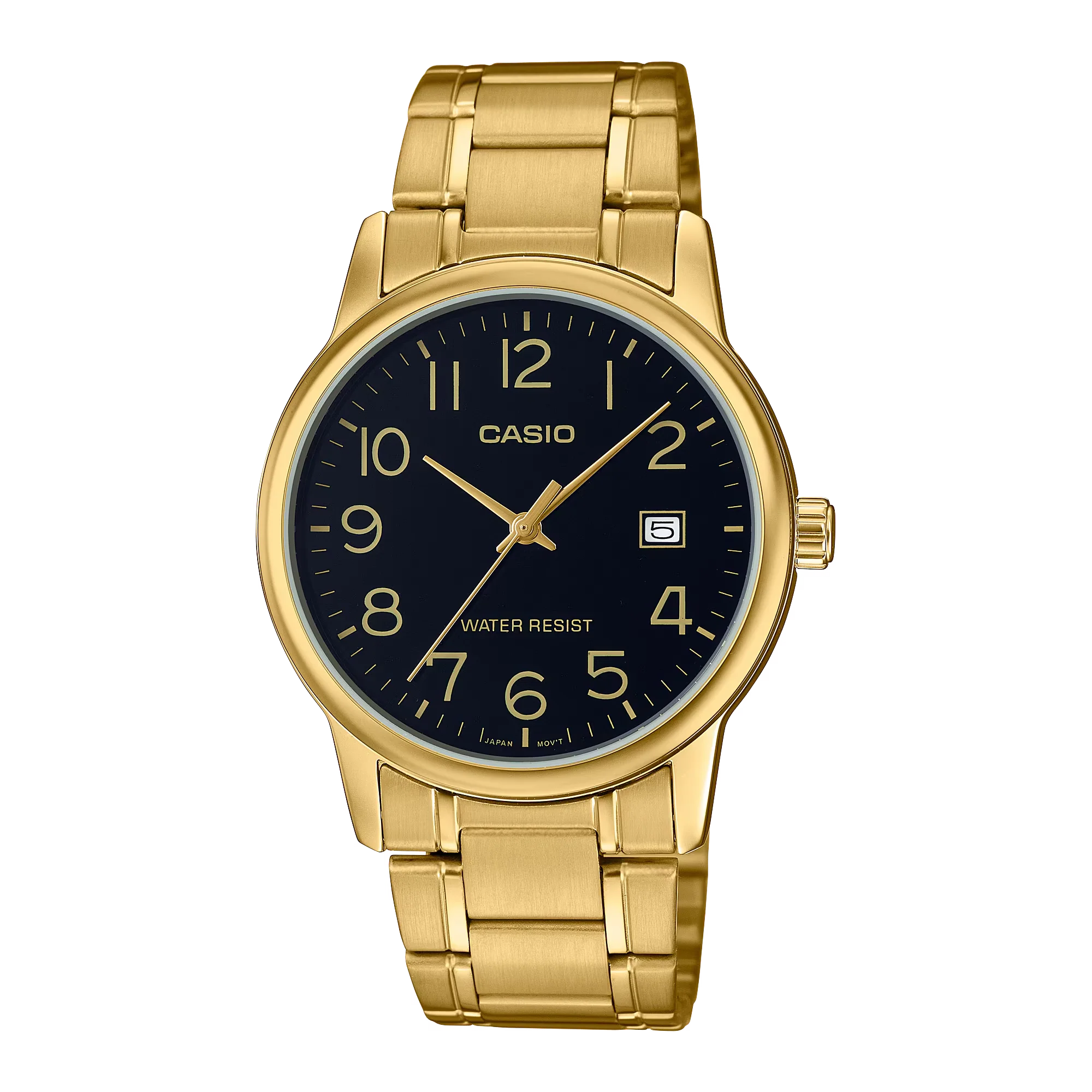 Casio Men's Analog Watch - Black Dial & Gold Stainless Steel Band