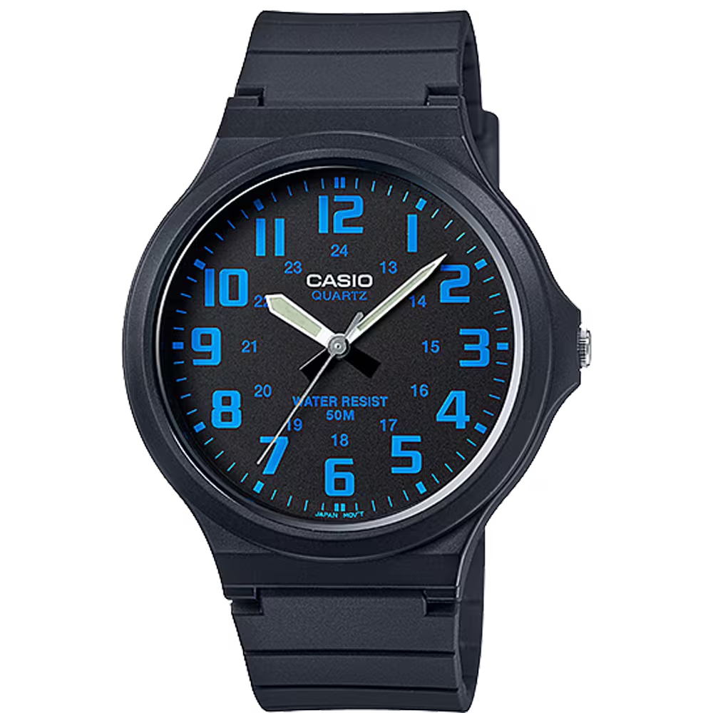 Casio Men's Analog Watch - Blue Dial and Black Resin Band