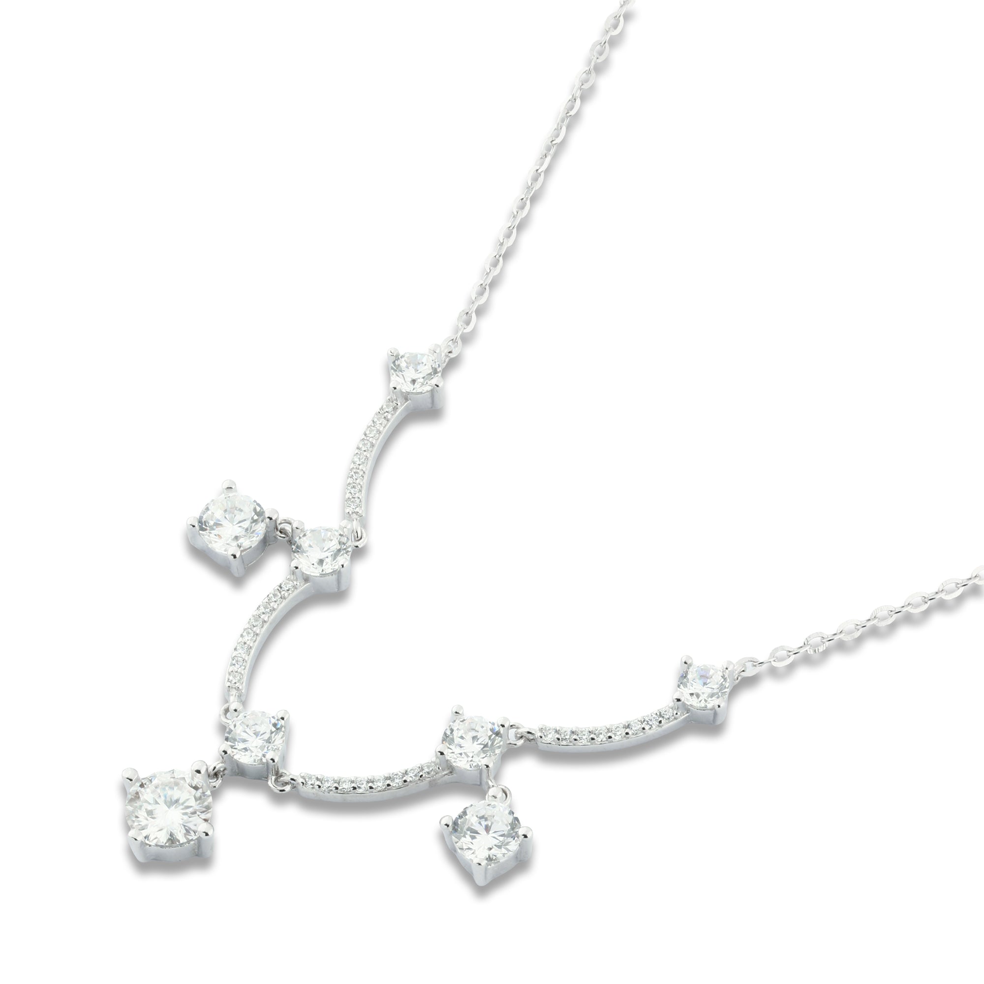 عقد فصوص لامعة متدلية فضة عيار 925