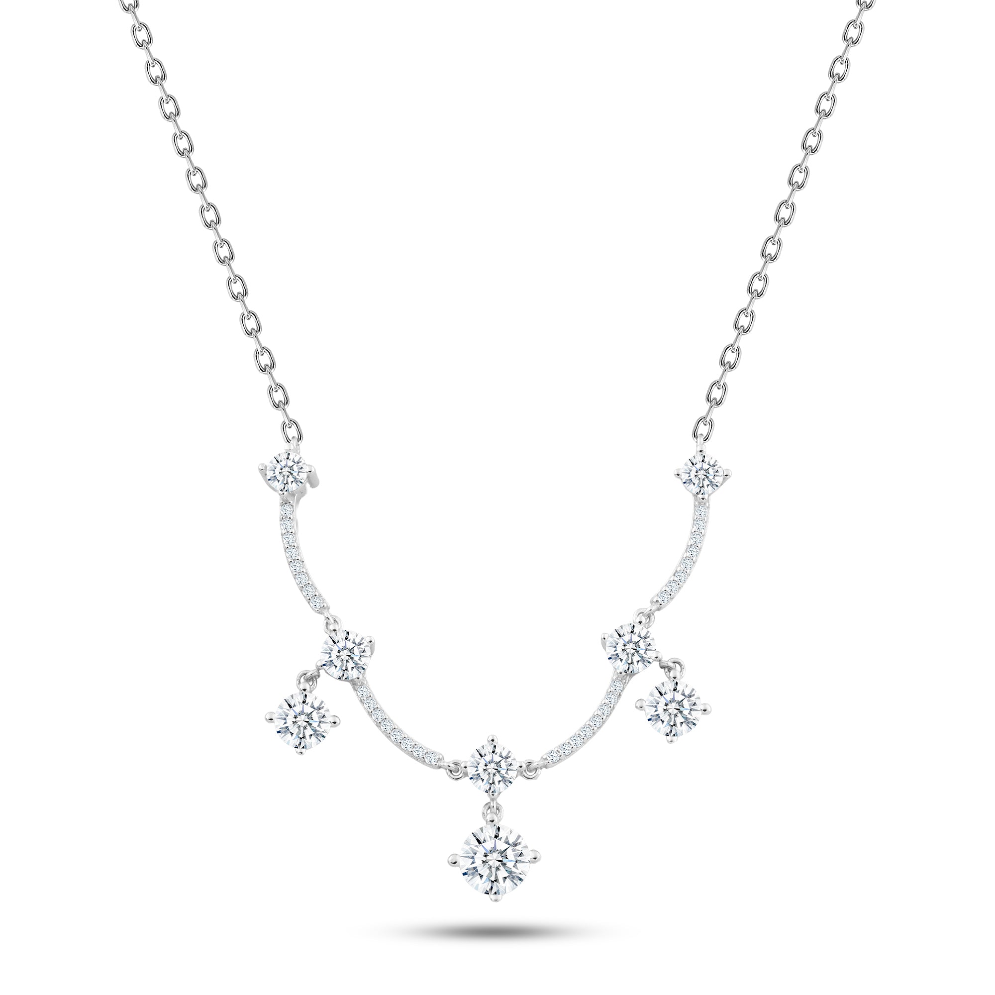 عقد فضة بتصميم أنيق بفصوص براقة عيار 925