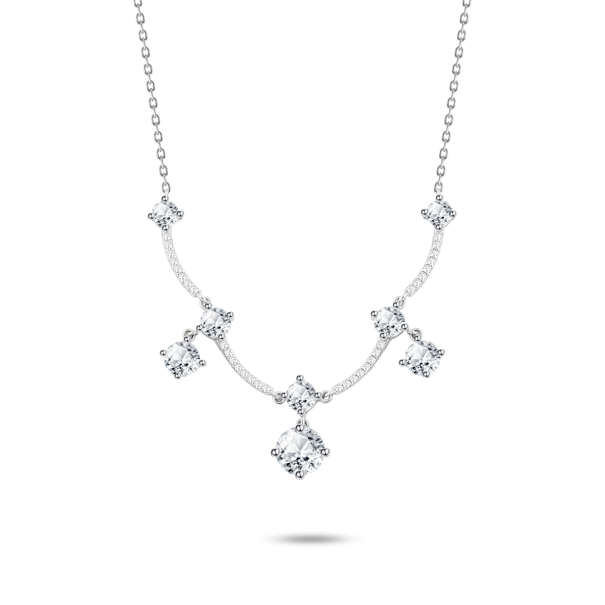 عقد فصوص لامعة متدلية فضة عيار 925