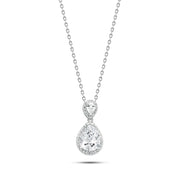 925 Silver Necklace – Double Teardrop Design with Sparkling Stones