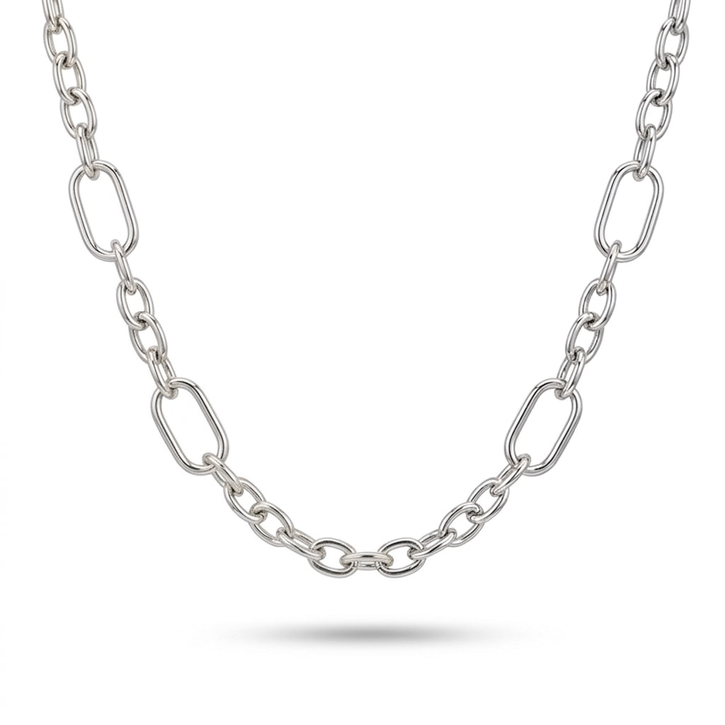 Paper Clip Link Necklace 925 Silver
