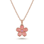 Rose Gold Flower Pendant Necklace 925 Silver