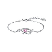 Pharaoh's Eye of Horus Silver Bracelet with Pink Stone 925 Silver
