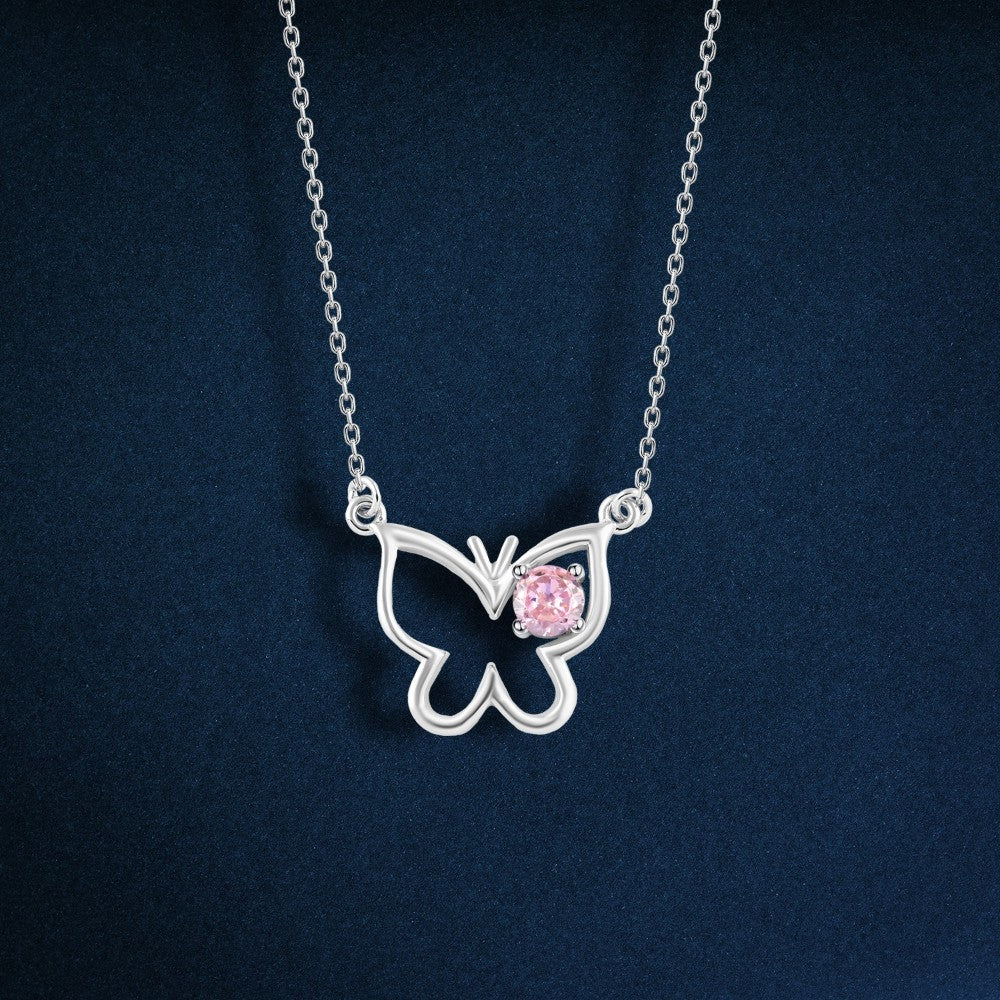 عقد فراشة بحجر لامع فضة عيار 925