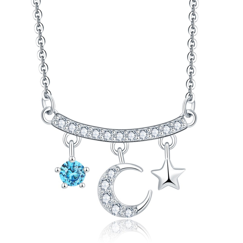 Crescent & Star 925 Silver Necklace