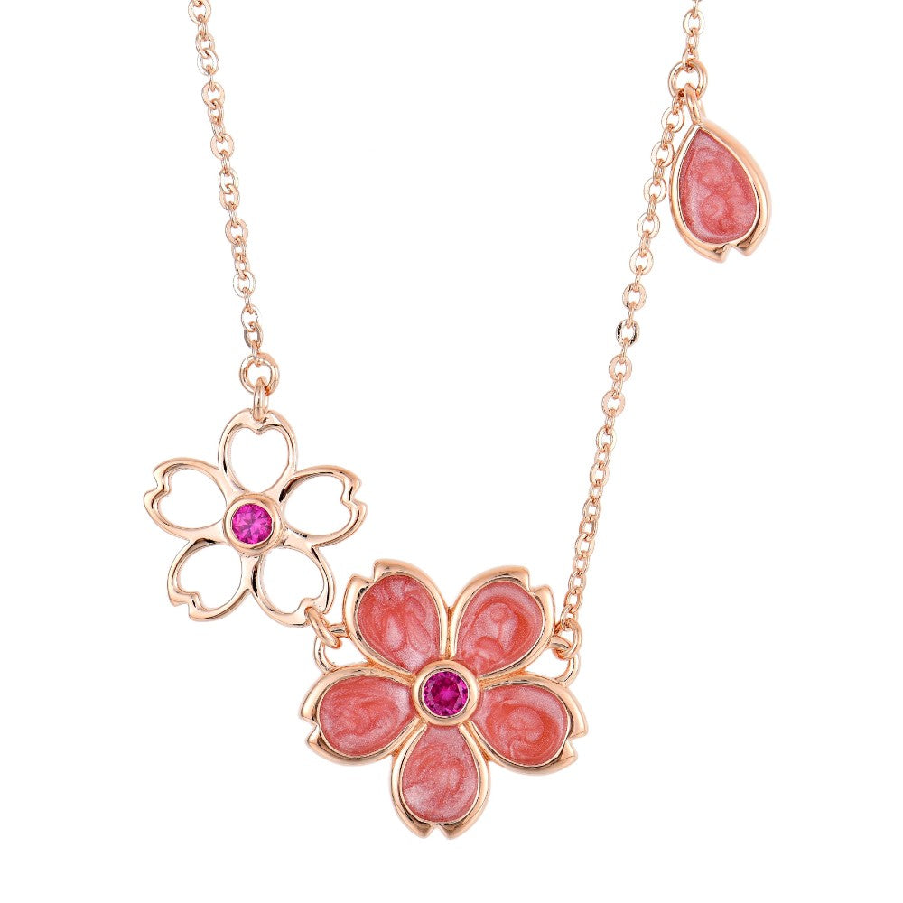 925 sterling silver necklace featuring a pink flower design