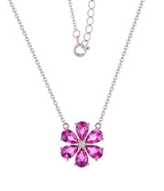 Joyful Blossom Necklace – 925 Sterling Silver with Premium Mauve-Pink Zircon Stones
